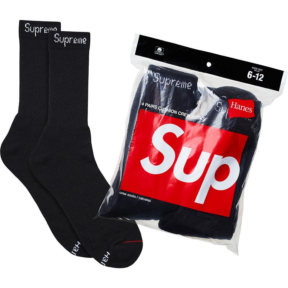 Calcetines Supreme Hanes® Crew Socks (4 Pack) Negros | MX486YU