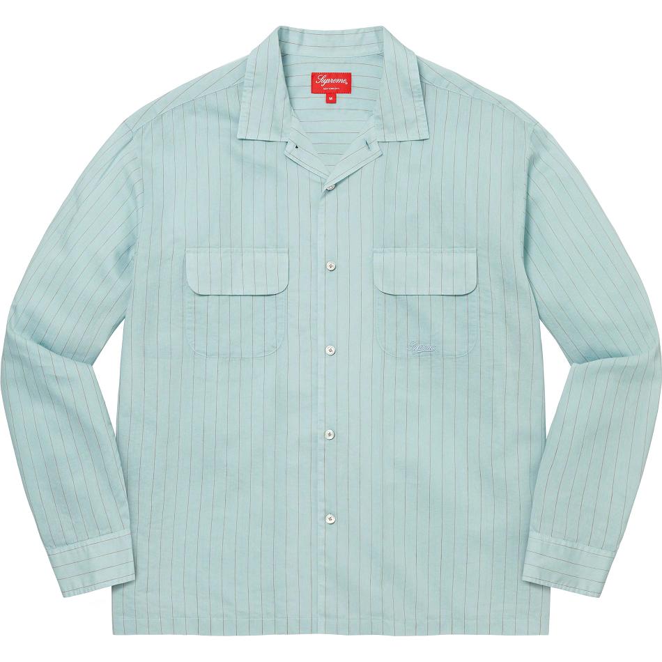 Camisas Supreme Pinstripe Linen Azules | MX218BC