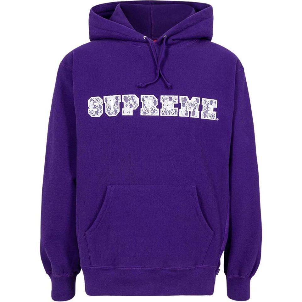 Sudadera Con Capucha Supreme Encaje Detail Logo Morados | MX115NB