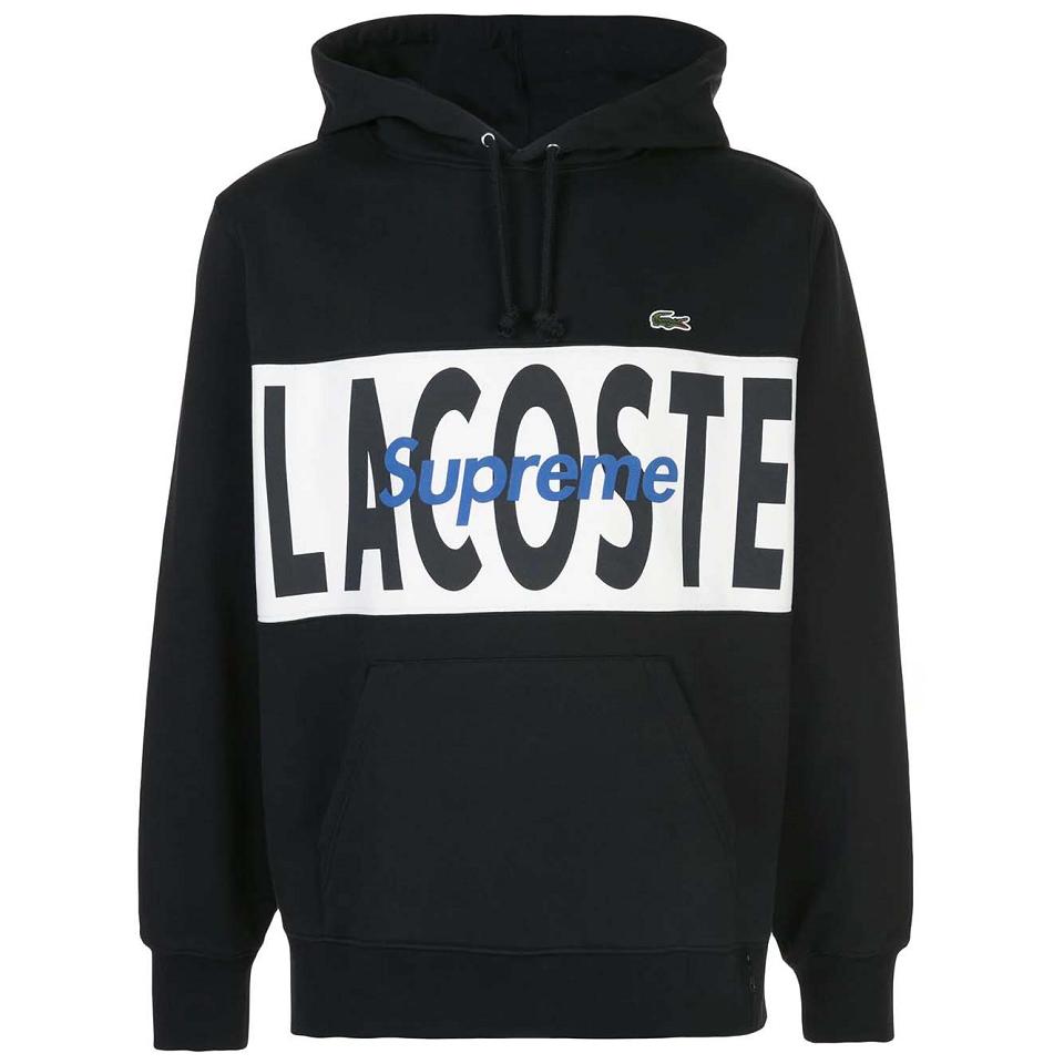 Sudadera Con Capucha Supreme X Lacoste Logo Panel Negros | MX134KI