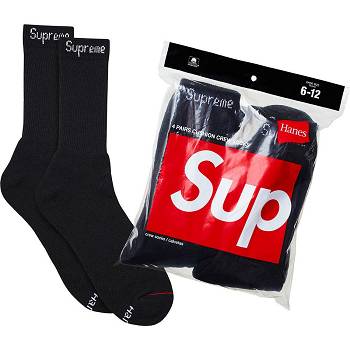 Calcetines Supreme Hanes® Crew Socks (4 Pack) Negros | MX486YU