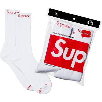 Calcetines Supreme Hanes® Crew Socks (4 Pack) Blancos | MX487UT