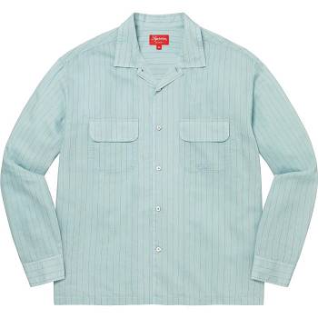 Camisas Supreme Pinstripe Linen Azules | MX218BC