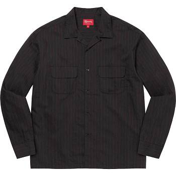 Camisas Supreme Pinstripe Linen Negros | MX217VD