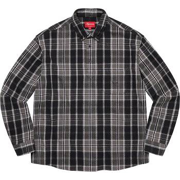 Camisas Supreme Pullover Plaid Flannel Negros | MX212KI