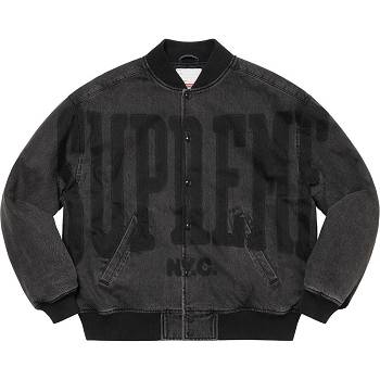 Chaquetas Supreme Washed Knockout Denim Varsity Negros | MX152PQ