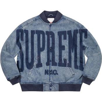 Chaquetas Supreme Washed Knockout Denim Varsity Azul Marino | MX154SO